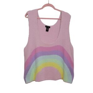 Fuzzy Rainbow Vest Top Cozy Kidcore Plus Size 4X
